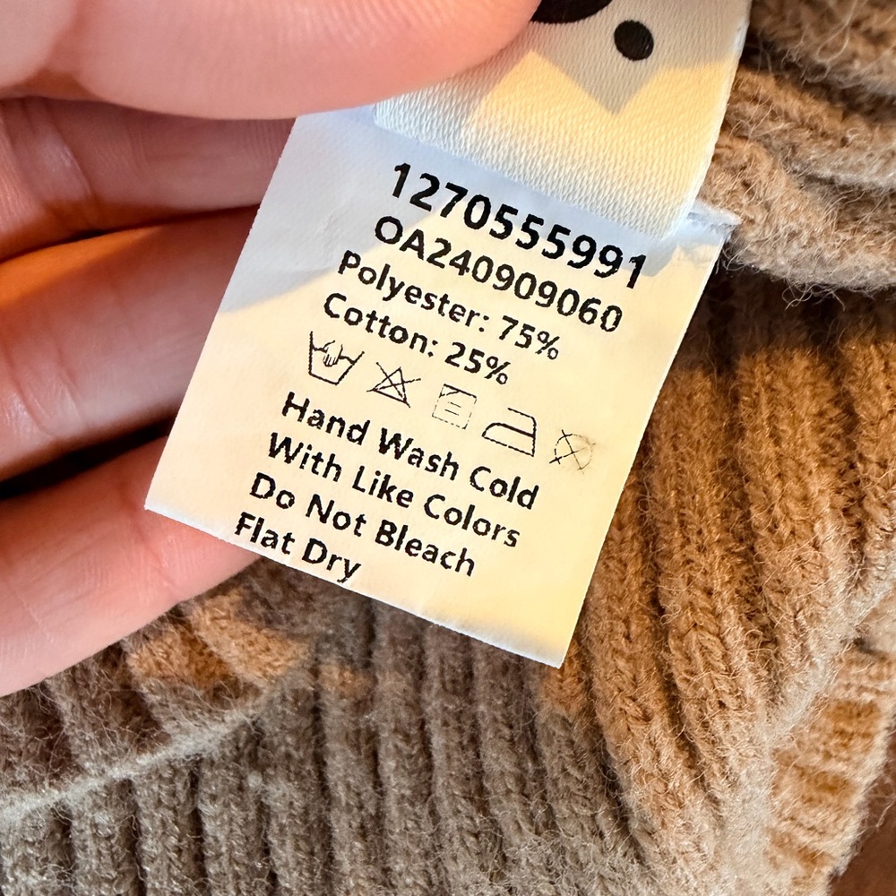 Commense Ribbed Cardigan Camel Button Front Split Hem Minimalist Size S - Picture 10 of 12